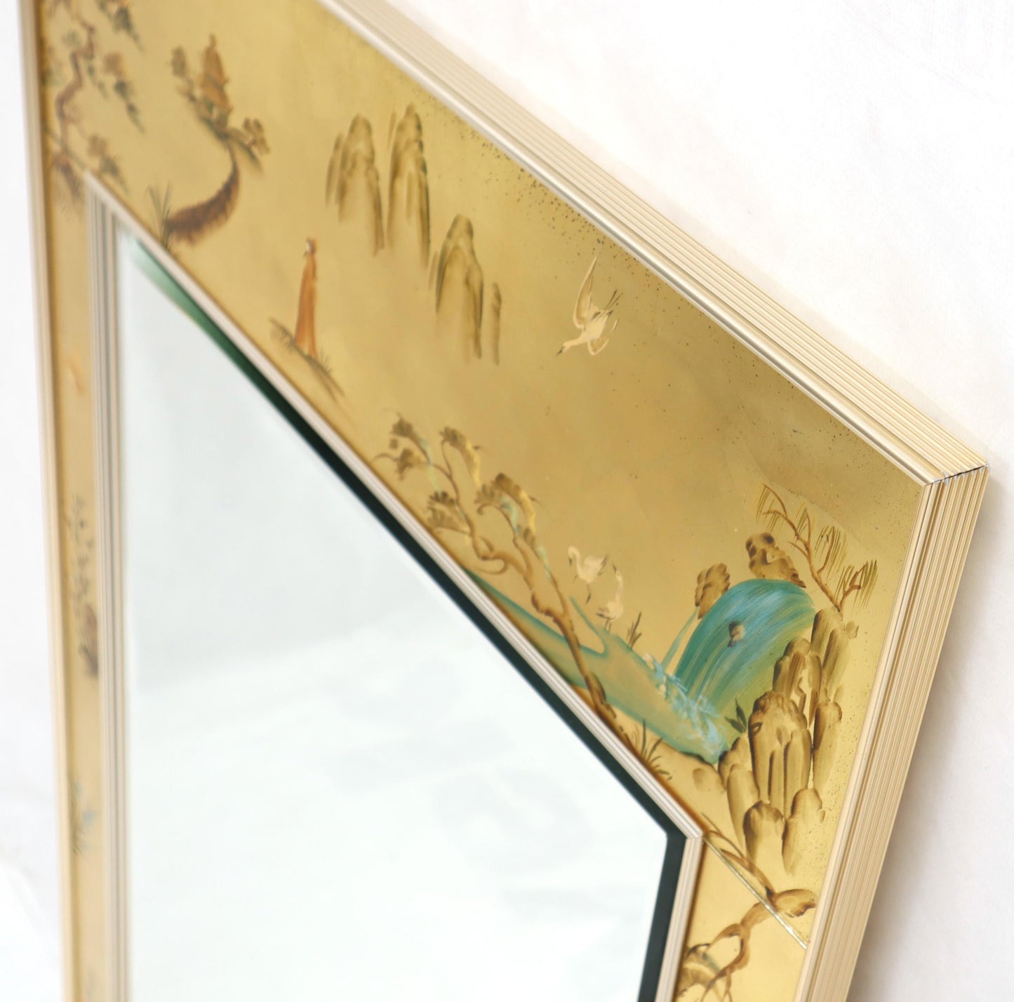 La Barge Reverse Painted Gold Leaf Rectangular Frame Decorative Mirror