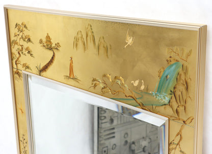 La Barge Reverse Painted Gold Leaf Rectangular Frame Decorative Mirror