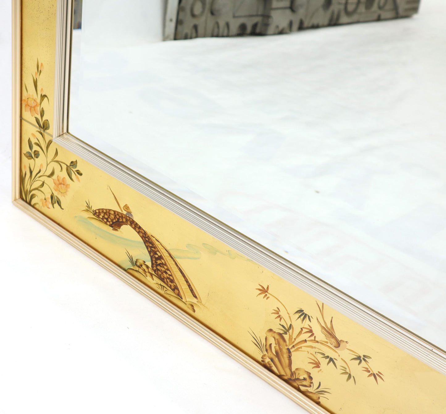 La Barge Reverse Painted Gold Leaf Rectangular Frame Decorative Mirror