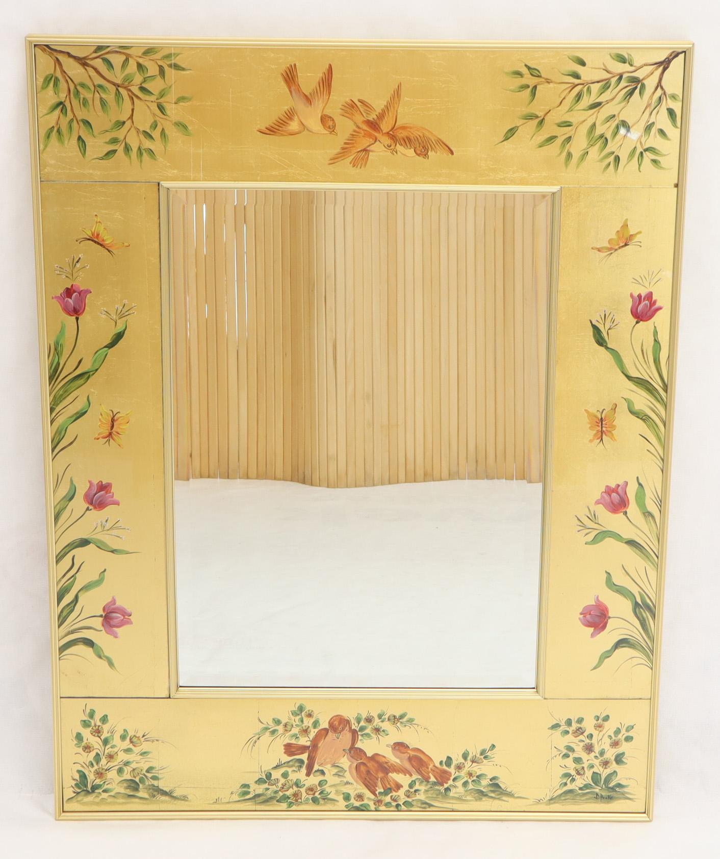 Reverse Painted Gold Leaf Rectangular Frame Decorative Mirro