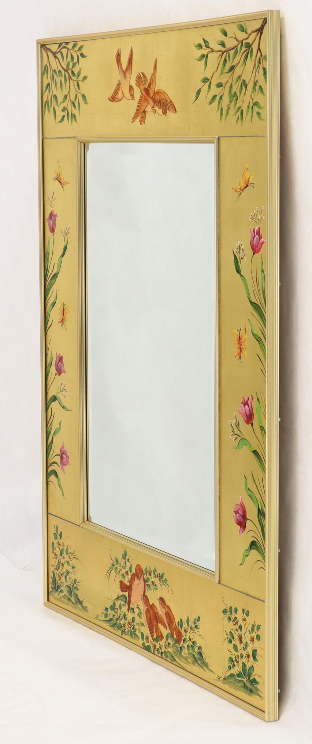 Reverse Painted Gold Leaf Rectangular Frame Decorative Mirro