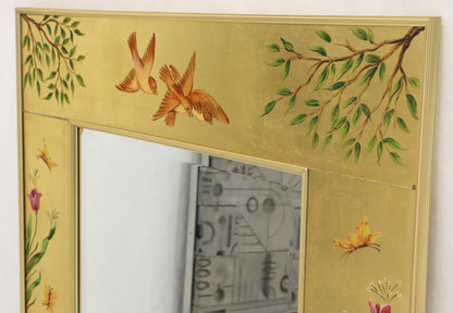 Reverse Painted Gold Leaf Rectangular Frame Decorative Mirro