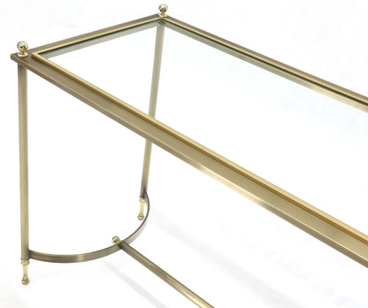 Midcentury Two-Tone Metal Brass and Steel Arch Stretcher Console Sofa Table