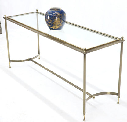 Midcentury Two-Tone Metal Brass and Steel Arch Stretcher Console Sofa Table