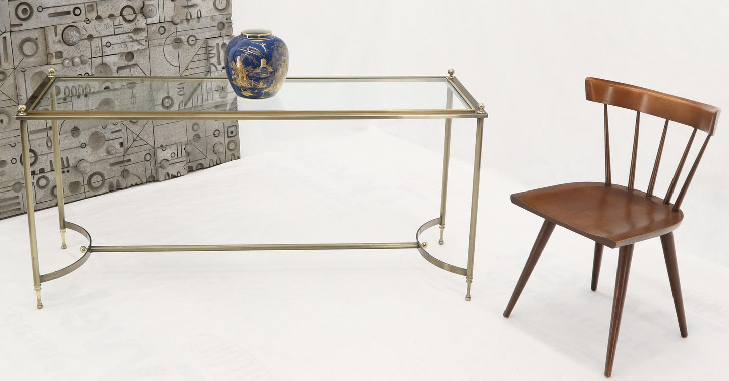 Midcentury Two-Tone Metal Brass and Steel Arch Stretcher Console Sofa Table