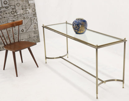 Midcentury Two-Tone Metal Brass and Steel Arch Stretcher Console Sofa Table