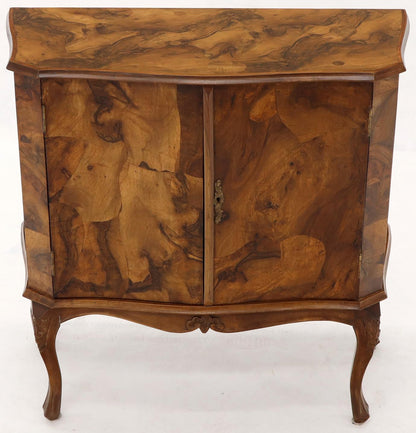 Italian Patch Olive Burl Wood Bombe Shape Hall Cabinet Console Cabinet Credenza