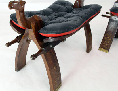 Pair of Carved Rosewood Camel Benches Stools