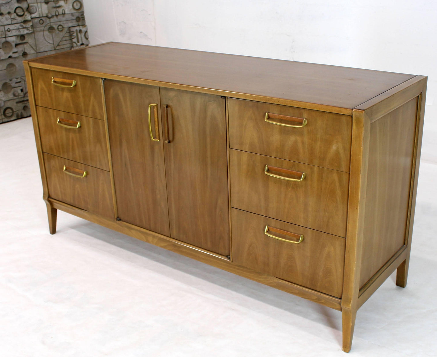 Satinwood Brass Pulls Dresser Credenza