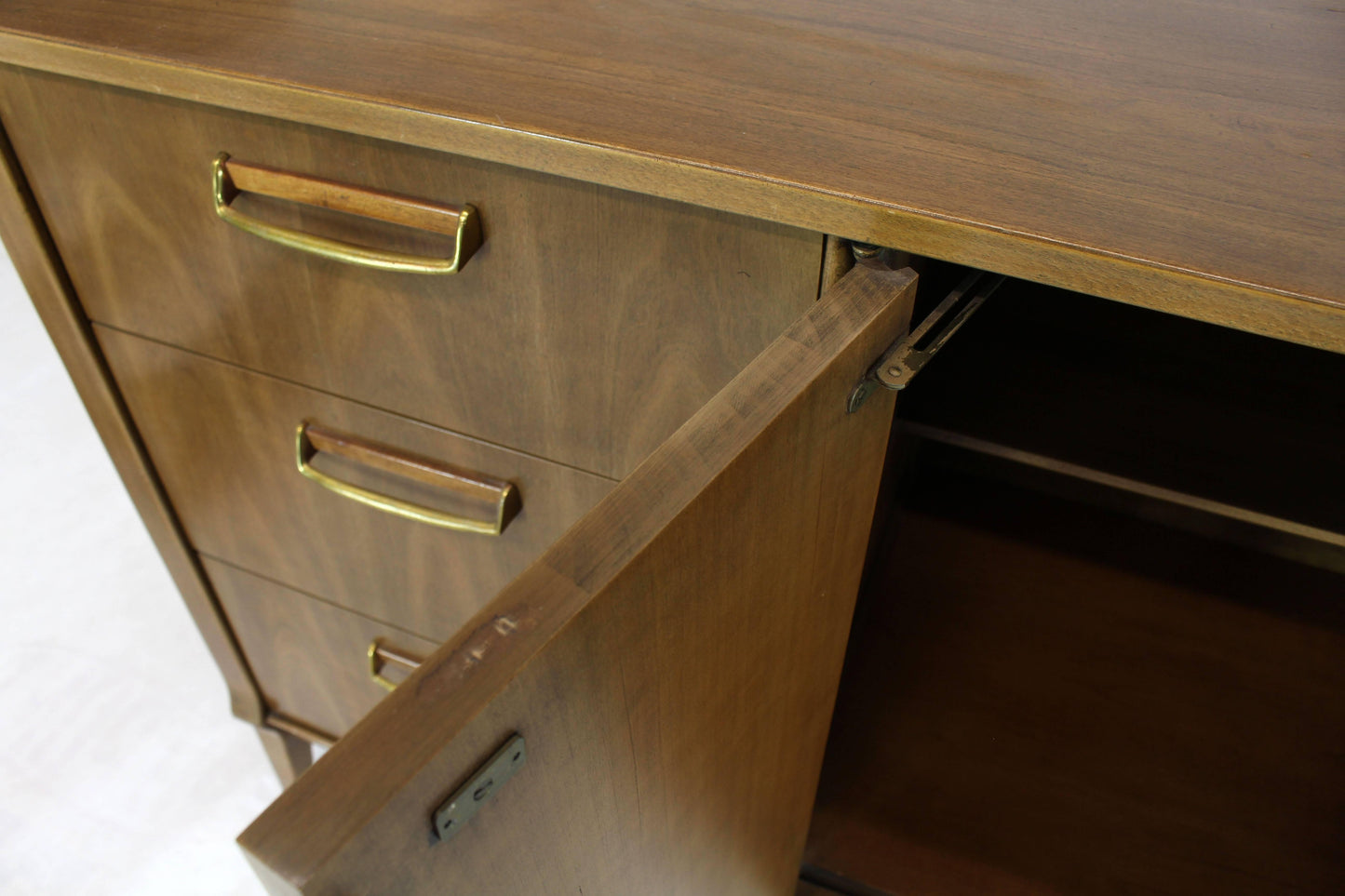 Satinwood Brass Pulls Dresser Credenza