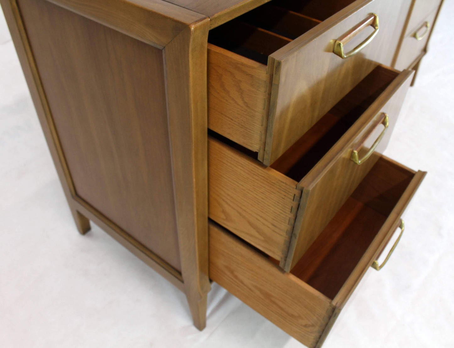 Satinwood Brass Pulls Dresser Credenza