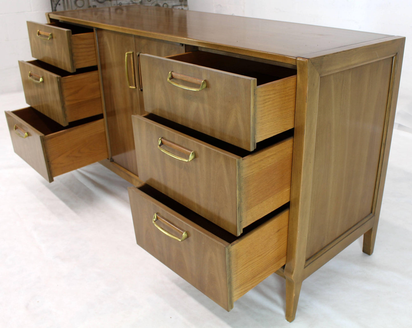 Satinwood Brass Pulls Dresser Credenza