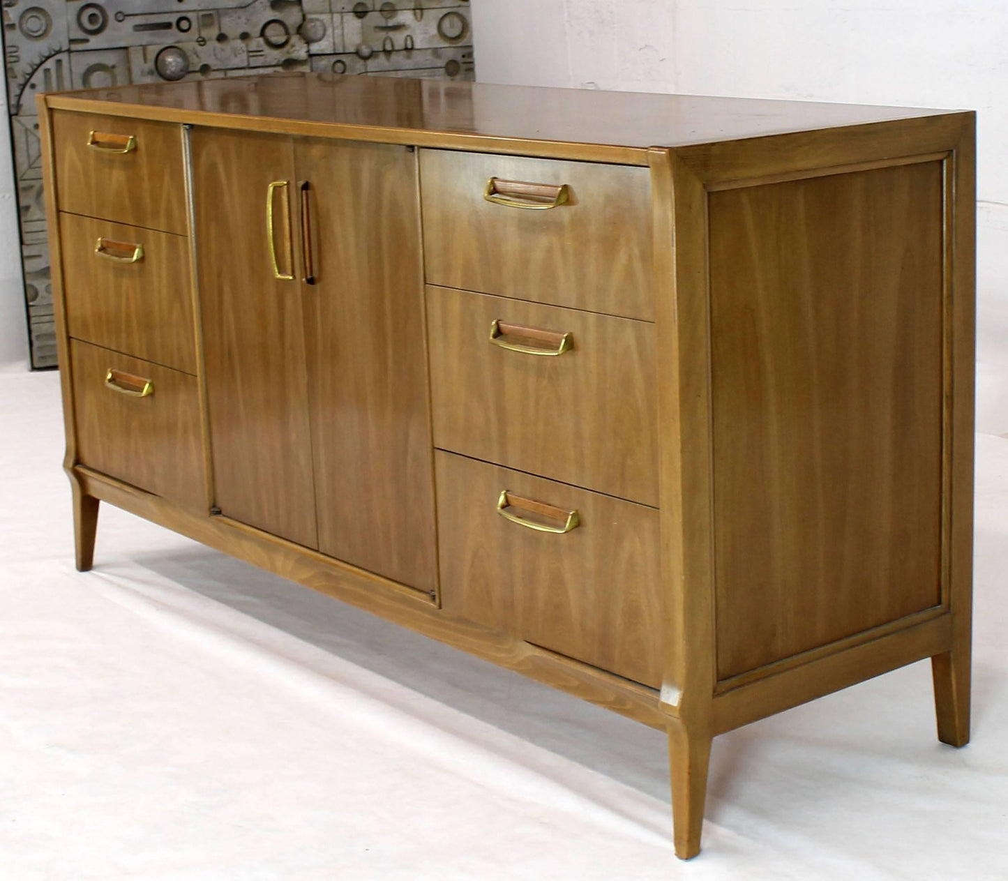 Satinwood Brass Pulls Dresser Credenza