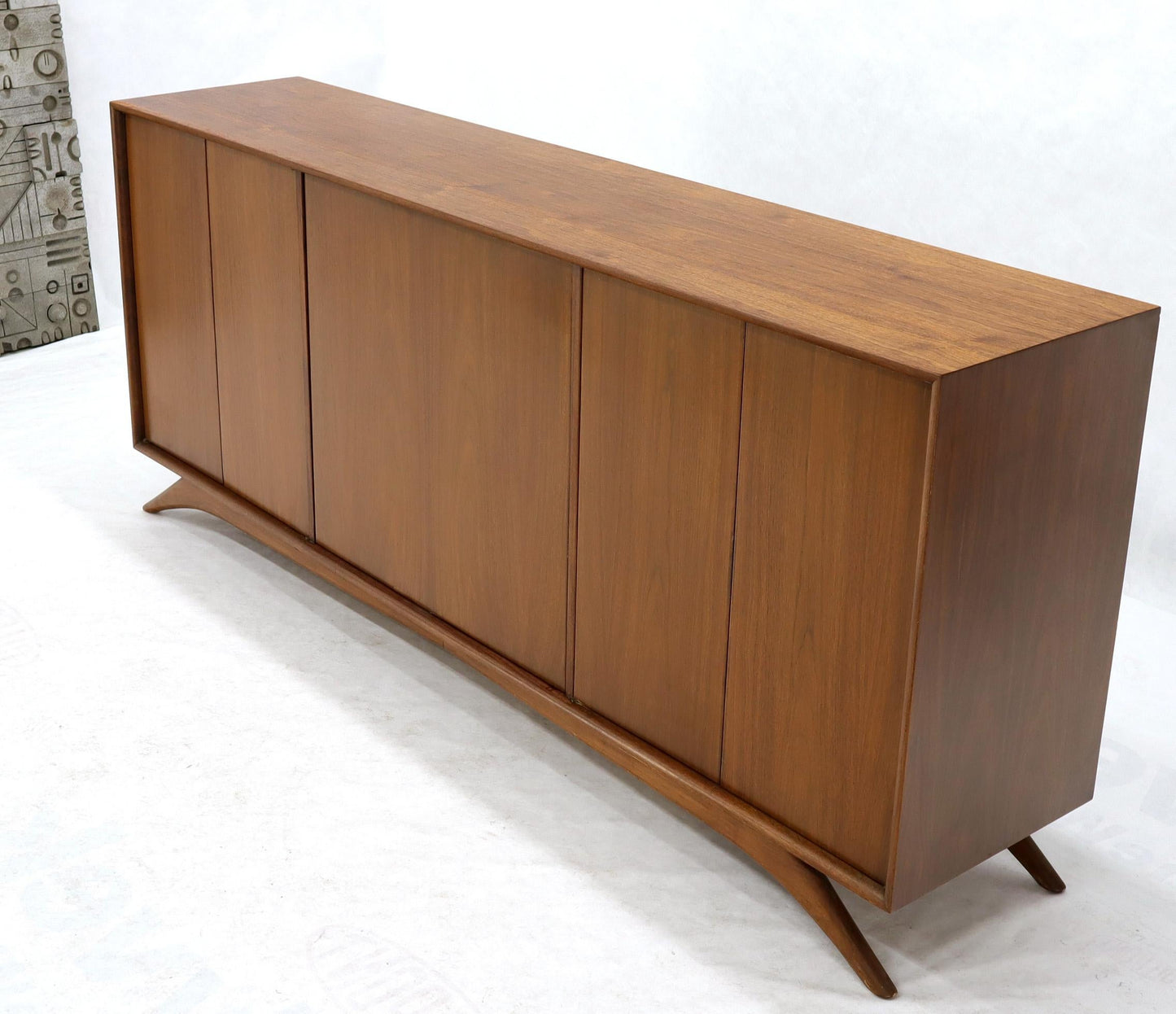 Swivel Centre Bar Walnut Mid-Century Modern Credenza Sideboard Sculptural Legs