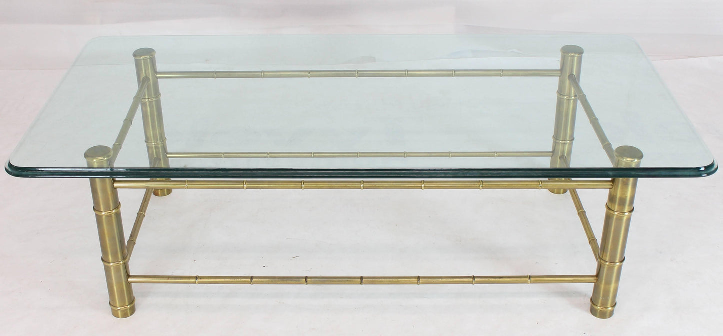 Faux Bamboo Brass and Glass Rectangular Coffee Table