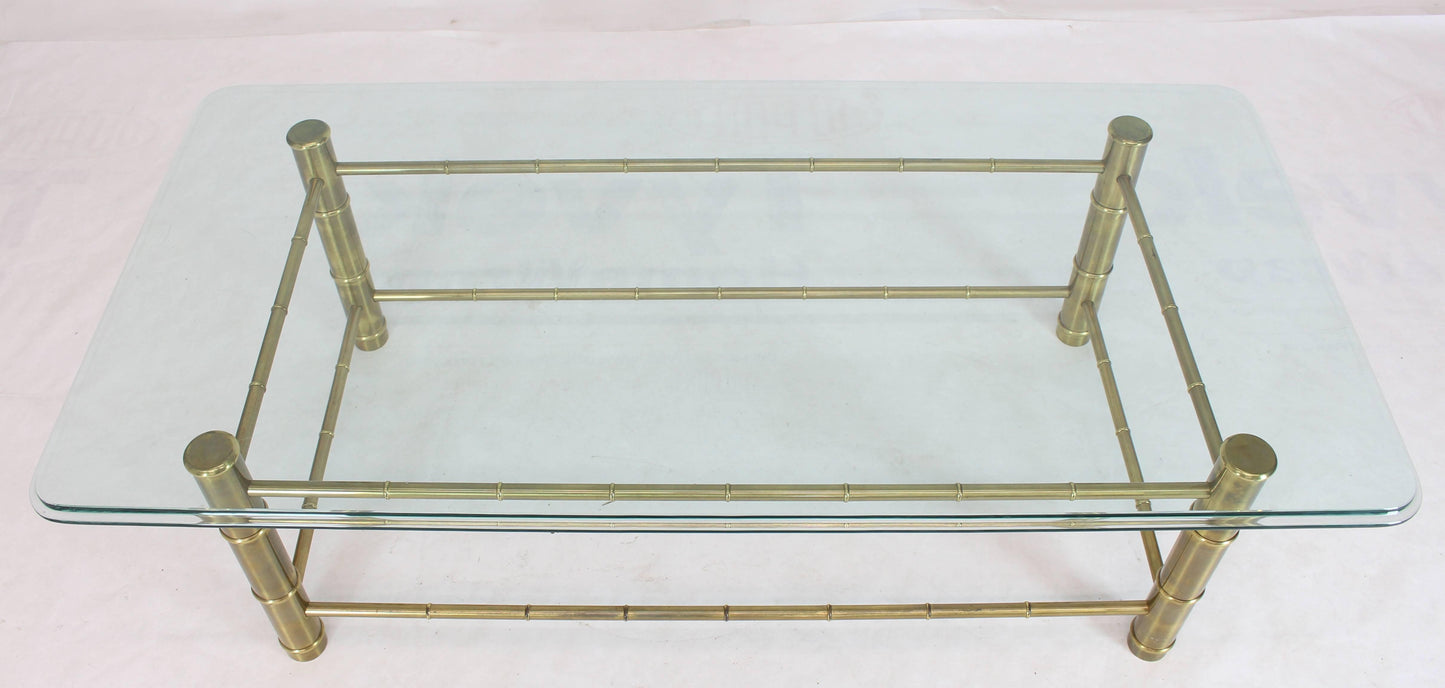 Faux Bamboo Brass and Glass Rectangular Coffee Table