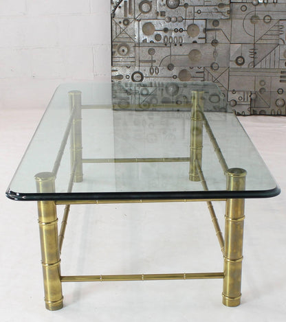 Faux Bamboo Brass and Glass Rectangular Coffee Table