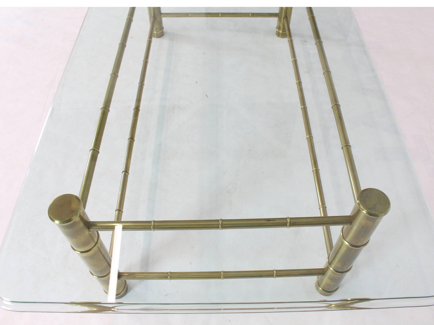 Faux Bamboo Brass and Glass Rectangular Coffee Table