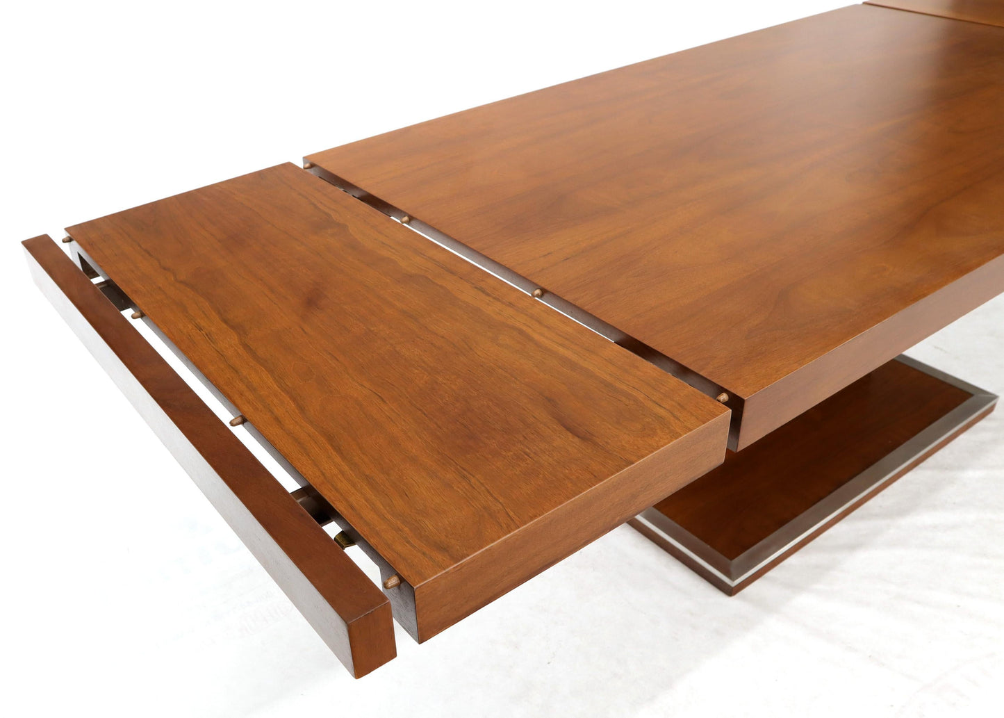 Walnut Single Pedestal Dinging Conference Table with Two Extension Boards