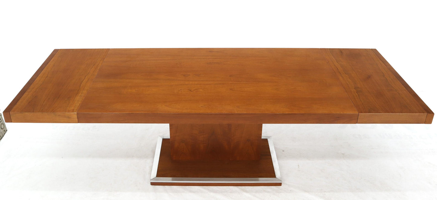 Walnut Single Pedestal Dinging Conference Table with Two Extension Boards