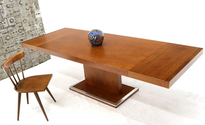 Walnut Single Pedestal Dinging Conference Table with Two Extension Boards