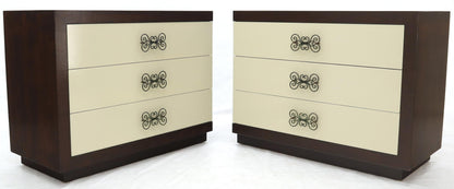 Pair of Two-Tone Mid-Century Modern Art Deco Bachelor Chests Dressers