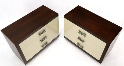 Pair of Two-Tone Mid-Century Modern Art Deco Bachelor Chests Dressers