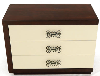 Pair of Two-Tone Mid-Century Modern Art Deco Bachelor Chests Dressers