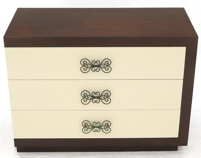 Pair of Two-Tone Mid-Century Modern Art Deco Bachelor Chests Dressers