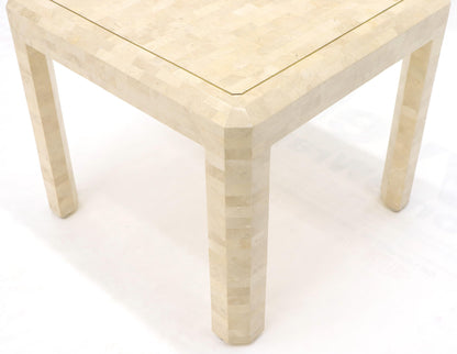 Tesselated Stone Brass Inlay Square Side End Table