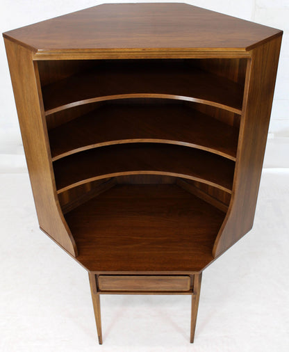 Two-Piece Walnut Corner Desk Table Bookcase Hutch