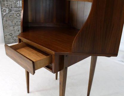 Two-Piece Walnut Corner Desk Table Bookcase Hutch