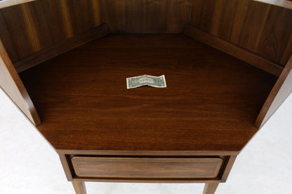 Two-Piece Walnut Corner Desk Table Bookcase Hutch