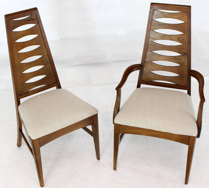 Set of Six Mid-Century Modern Tall Tapered Shape Back Dining Chairs