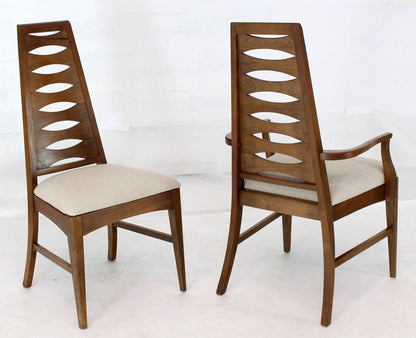 Set of Six Mid-Century Modern Tall Tapered Shape Back Dining Chairs