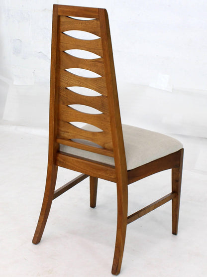 Set of Six Mid-Century Modern Tall Tapered Shape Back Dining Chairs