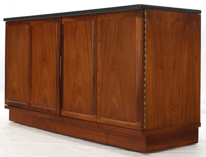 Mid-Century Modern Slate Top Petit Oiled Walnut Credenza Cabinet