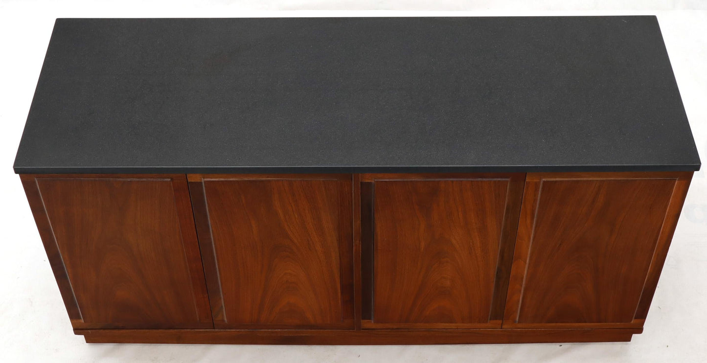 Mid-Century Modern Slate Top Petit Oiled Walnut Credenza Cabinet