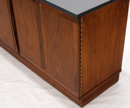 Mid-Century Modern Slate Top Petit Oiled Walnut Credenza Cabinet