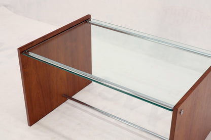 Midcentury Danish Modern Rosewood Chrome Glass Top Coffee Side Table