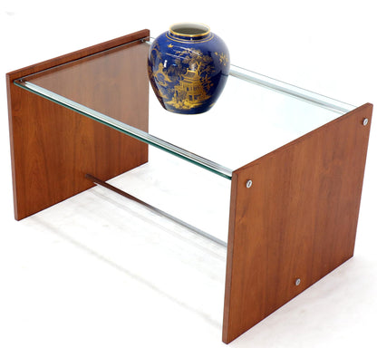 Midcentury Danish Modern Rosewood Chrome Glass Top Coffee Side Table