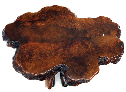 Burl Wood Natural Free Edge Slab Top Gueridon Center Table