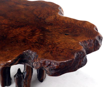 Burl Wood Natural Free Edge Slab Top Gueridon Center Table