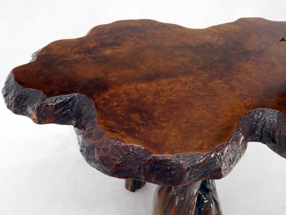 Burl Wood Natural Free Edge Slab Top Gueridon Center Table