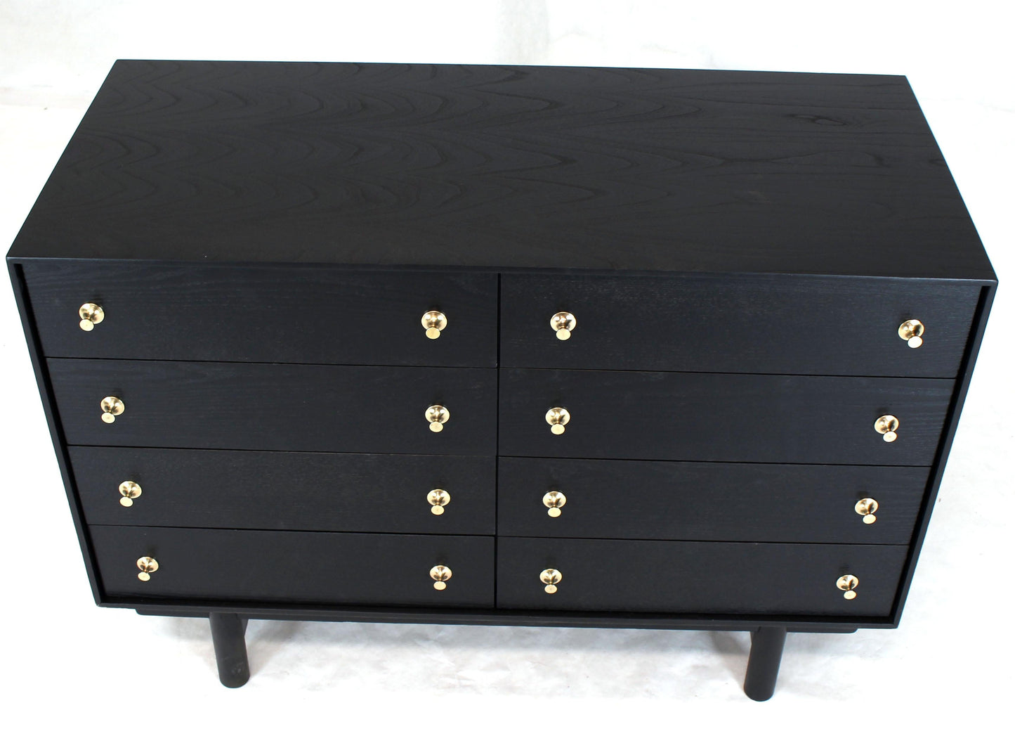 Ebonised Black Lacquer Double Dresser with Brass Pulls