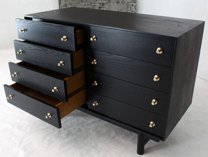 Ebonised Black Lacquer Double Dresser with Brass Pulls