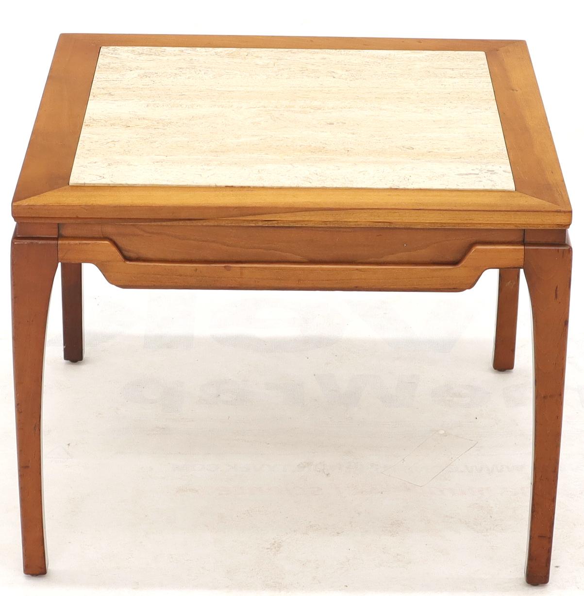 Pair of Square Small End Tables Stands with Marble Tops