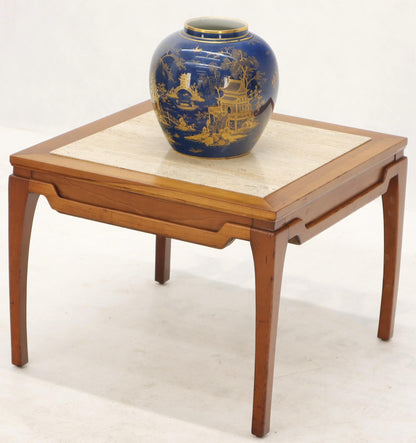 Pair of Square Small End Tables Stands with Marble Tops