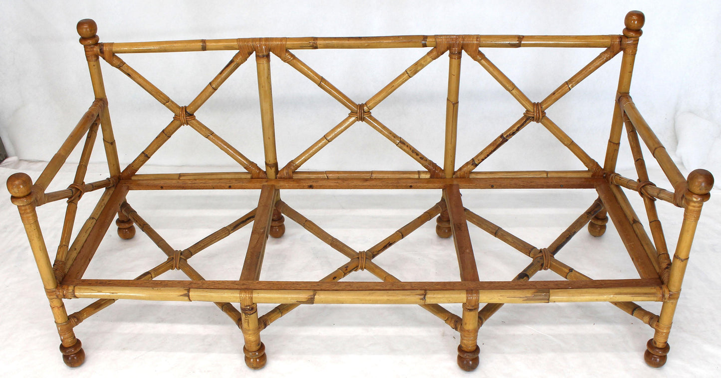 Vintage Heavy Gage Thick Bamboo and Leather X-Base Sofa Frame