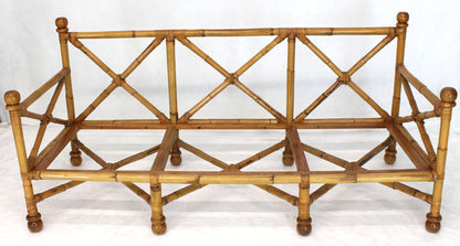 Vintage Heavy Gage Thick Bamboo and Leather X-Base Sofa Frame